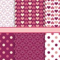 Vector set of seamless romantic vector patterns Royalty Free Stock Photo