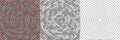 Vector set of seamless round pavement textures of street tiles. Circle repeating patterns of radial cobble stone material