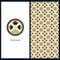 Vector set with seamless vector floral vintage pattern and a card with a circle floral symbol Royalty Free Stock Photo