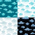 Vector set of seamless wet weather patterns. Royalty Free Stock Photo