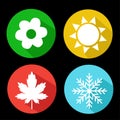 Set of Seasons Icons. Winter, Spring, Summer, Autumn.