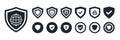 Vector set of security line icons. Shields, cybersecurity, password, computer security