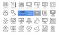 Vector set of SEO optimization icons with editable stroke. strategy, competitor analysis, responsive web design, usability