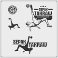 Vector set of Sepak Takraw and fitness emblems and labels