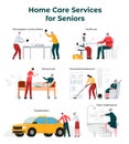 Vector Set of Services for the Seniors, Disabled.