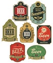 Vector set of seven beer labels in retro style Royalty Free Stock Photo