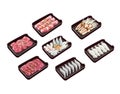 vector set of Shabu menu.pork meat, beef, chicken, seafood,shabu, sukiyaki, moo kra ta. Royalty Free Stock Photo