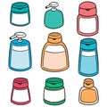 Vector set of shampoo and liquid soap bottle