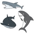 Vector set of sharks Royalty Free Stock Photo