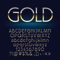 Vector set of shiny gold letters, symbols and numbers