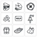 Vector Set of Shipwreck Icons.