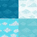 Vector set of shower seamless patterns. Royalty Free Stock Photo