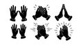 Hands clapping and praying gestures vector set with black silhouette style for design and communication elements Royalty Free Stock Photo