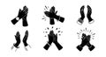 Hands clapping applause gestures in black silhouette style vector set for celebration and appreciation designs Royalty Free Stock Photo