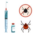 Vector set of signs for design. Vaccination against the tick. Royalty Free Stock Photo