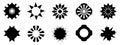 Vector set of silhouette black color of starburst star burst icon design, abstract background texture pattern illustration Royalty Free Stock Photo