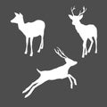 Vector Set of Silhouette Deer Illusrations Royalty Free Stock Photo