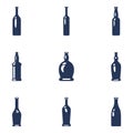 Vector Set of Silhouette Glass Bottle Icons