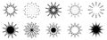 Vector set of silhouette Sun stars burst sunburst snowflakes icons decoration, abstract background pattern illustration art design Royalty Free Stock Photo