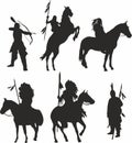 Vector set of silhouettes of native Americans