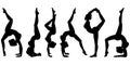 Vector Set of silhouettes of woman doing yoga poses and stretching
