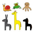 Vector Set of Simple Colorful Cartoon Animals Royalty Free Stock Photo