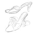 Set simple doodle black outline of woman shoes, high heel at transparent effect Background