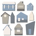 Vector set of simple geometric houses.