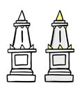 vector set 2 simple hand draw sketch doodle, tugu yogyakarta or monument, isolated on white