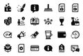 Vector Set of simple icons related to Update time, Beer glass and Packing boxes. Vector