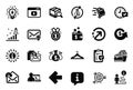 Vector Set of simple icons related to Verified mail, Dollar exchange and Cloakroom. Vector Royalty Free Stock Photo