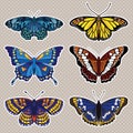 Vector set with six butterflies Royalty Free Stock Photo