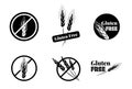 Vector Set Of Six Gluten Free Symbols With Banned Wheat Heads Icon Designs.