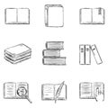 Vector Set of Sketch Books Icons