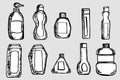 Vector Set of Sketch Bottles