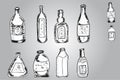 Vector Set of Sketch Bottles