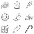 Vector Set of Sketch Dessert Icons.