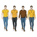 Vector Set of Sketch Fashion Male Models