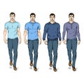 Vector Set of Sketch Fashion Male Models