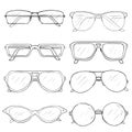 Vector Set of Sketch Glasses. Eyeglass Frames Royalty Free Stock Photo
