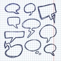 Vector Set of Sketch Hand Drawn Comics Bubbles Royalty Free Stock Photo