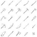 Vector Set of Sketch Medieval Weapon Icons