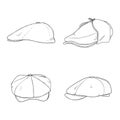 Vector Set of Sketch Retro Tweed Caps Royalty Free Stock Photo