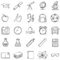 Vector Set of 25 Sketch School Icons