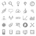 Vector Set of Sketch SEO Icons Royalty Free Stock Photo