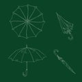 Vector Set of Sketch Umbrellas. Different View and Variation