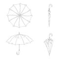 Vector Set of Sketch Umbrellas. Different View and Variation