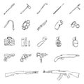 Vector Set of Sketch Weapon Icons Royalty Free Stock Photo