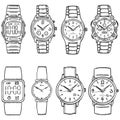 Vector Set of Sketch Wrist Watches