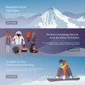 Vector set of Ski and Snowboard equipment banners